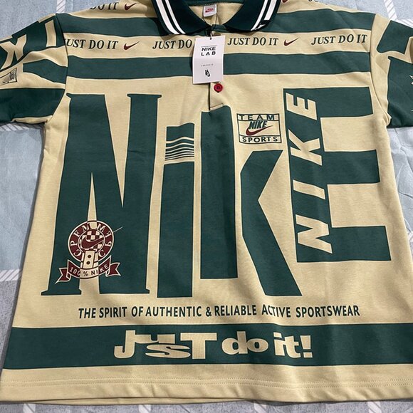 Nike Green Cream Colorblock Polo Shirt - Picture 4 of 8